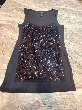 Alfani Black Sequin Tank Top Sleeveless Blouse Women’s Small Party Holiday